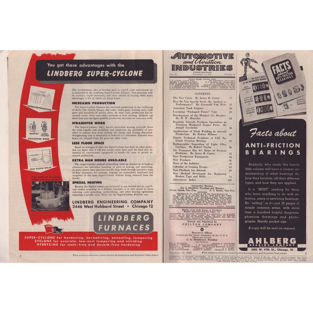 Automotive and Aviation Industries Magazine Nov 15 1943 WWII Timken Ad - Picture 3 of 3